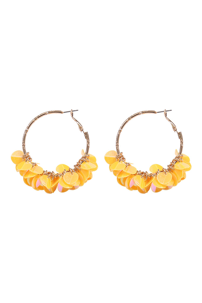 1.75" BOHO SEQUIN DANGLE HOOP EARRINGS