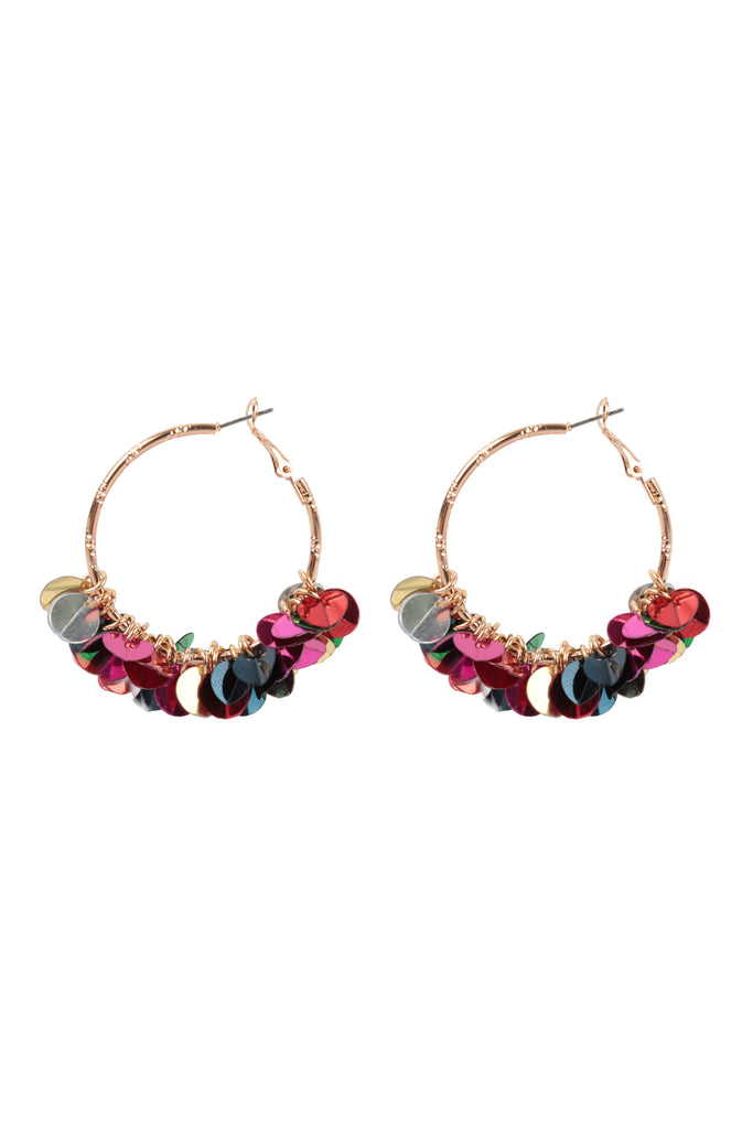 1.75" SEQUIN DANGLE HOOP EARRINGS