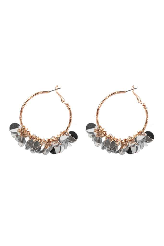 1.75" SEQUIN DANGLE HOOP EARRINGS