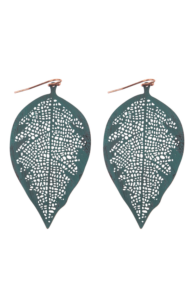 FINE LEAF FILIGREE HOOK EARRINGS