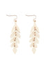 WOOD NARROW LEAF DANGLE DROP EARRINGS