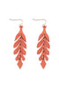WOOD NARROW LEAF DANGLE DROP EARRINGS