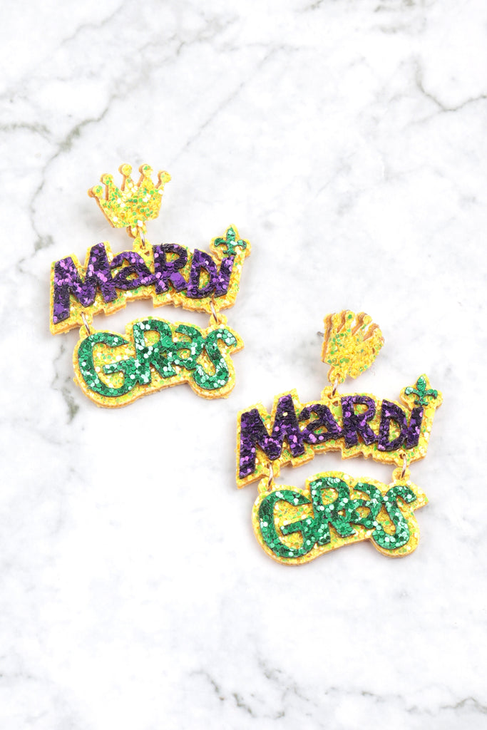 MARDI GRAS GLITTER EARRINGS