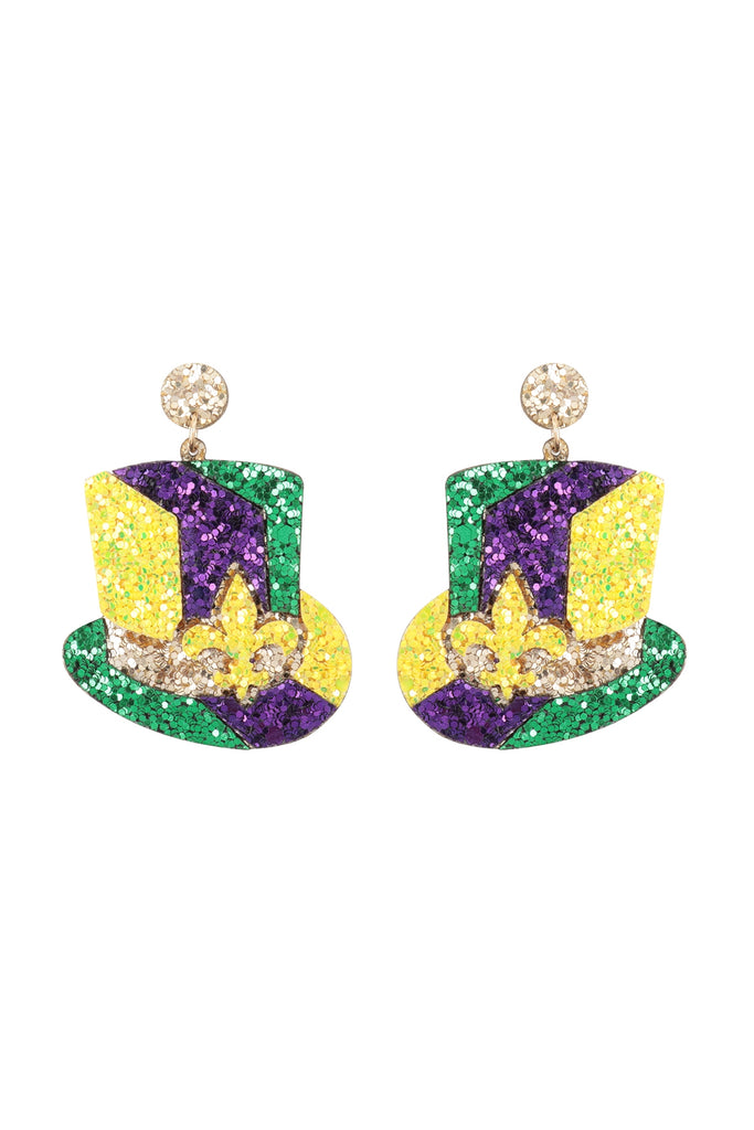 MARDI GRAS GLITTER EARRINGS