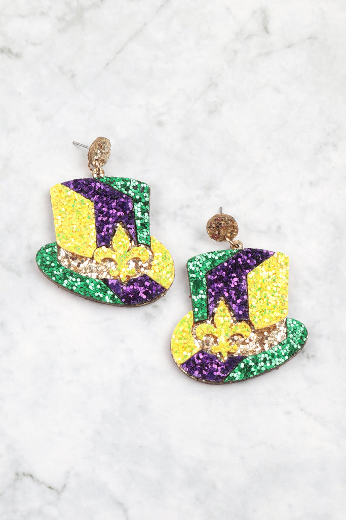 MARDI GRAS GLITTER EARRINGS