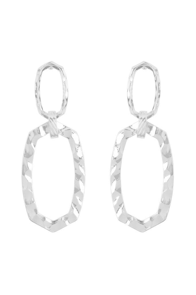 ORGANIC TEXTURE HEXAGON TWO DROP EARRINGS