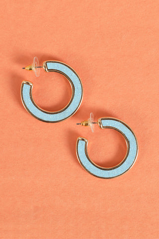 TONE MARBLE ACETATE POST HOOP EARRINGS