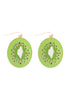 KIWI ENAMEL DANGLE FISH HOOK EARRINGS