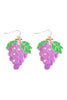 GRAPE ENAMEL DANGLE FISH HOOK EARRINGS