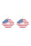 LIP SHAPE USA FLAG ACRYLIC DANGLE EARRINGS