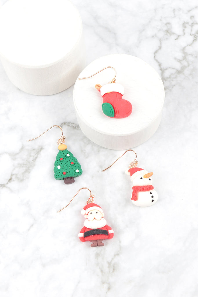 CHRISTMAS TREE POLYMER CLAY HOOK EARRINGS