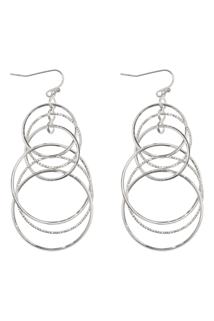 6 WIRE CIRCLES LAYERED EARRINGS