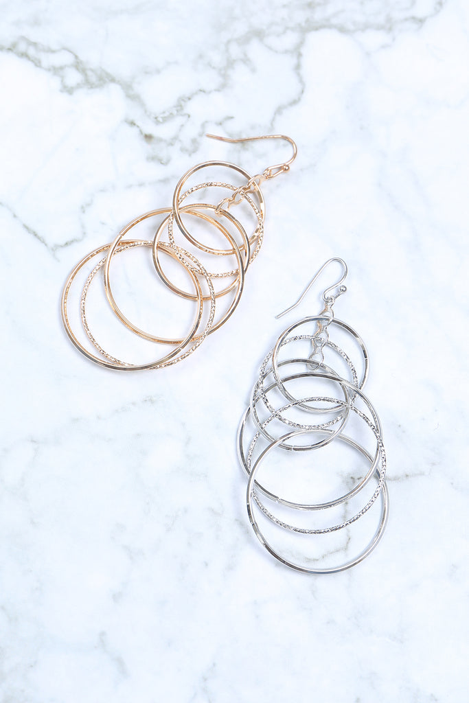 6 WIRE CIRCLES LAYERED EARRINGS