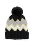 CHEVRON POMPOM FUZZY FLEECE BEANIE