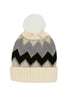 CHEVRON POMPOM FUZZY FLEECE BEANIE