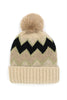 CHEVRON POMPOM FUZZY FLEECE BEANIE