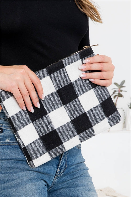 BUFFALO PLAID CROSS BODY & WRISTLET BAG POLYESTER