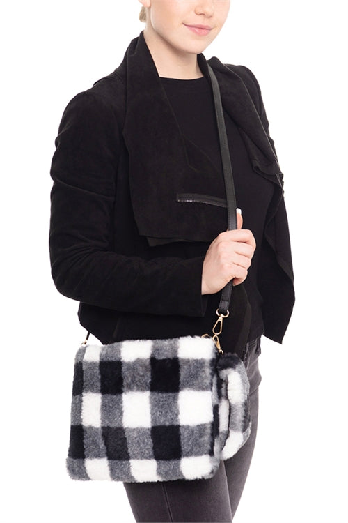 BUFFALO PLAID WRISTLET CLUTCH CROSSBODY BAG