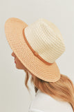 TWO TONE SUN HAT WITH SUEDE DOUBLE BAND