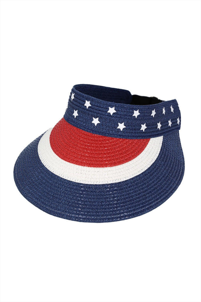 AMERICAN FLAG ROLL UP VISOR WITH ADJUSTABLE ELASTIC BAND