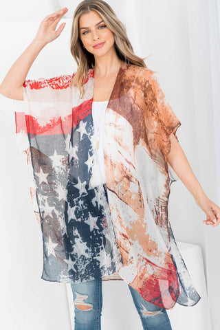 HDF3170 - DISTRESSED OMBRE OPEN FRONT KIMONO