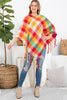 MS0187 - MULTICOLOR PLAID FRINGE PONCHO