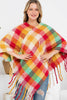 MS0187 - MULTICOLOR PLAID FRINGE PONCHO