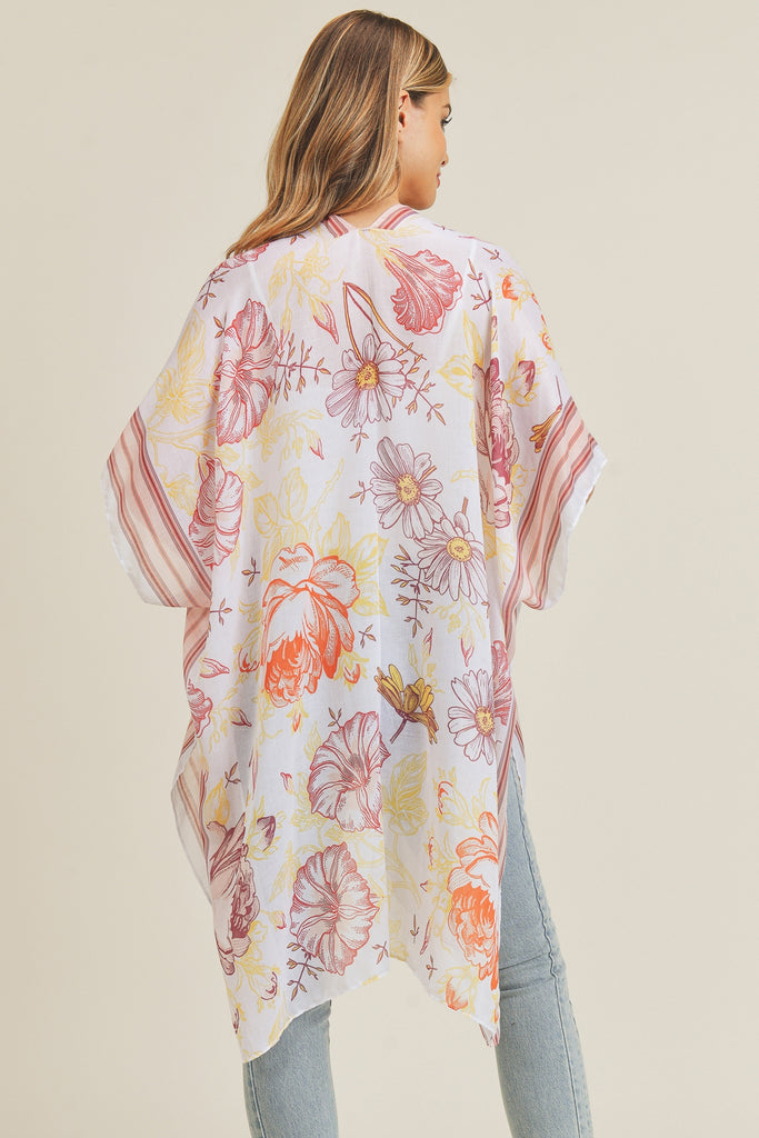 BOHO MULTI FLOWER PATTERN KIMONO