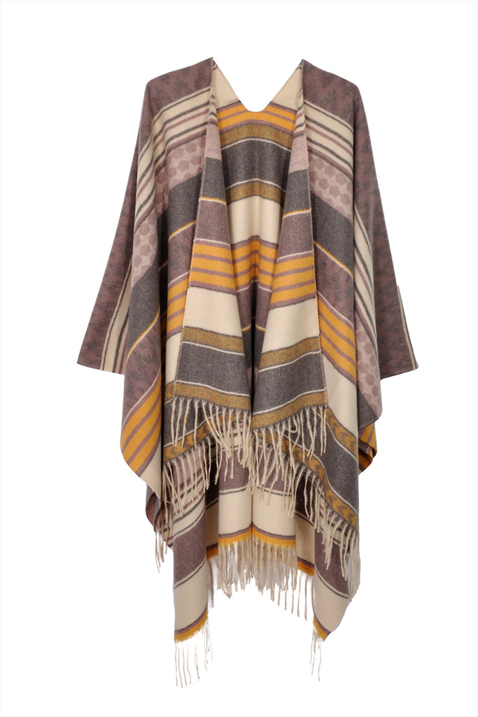 AZTEC PATTERN FRINGE RUANA