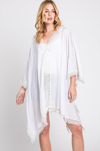 ZIG ZAG POMPOM OPEN FRONT KIMONO