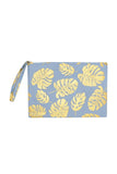 GOLD FOIL TROPICAL LEAVES POUCH