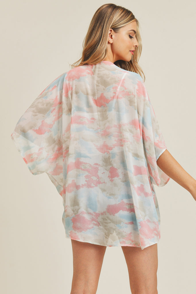 TIE DYE HIP LENGTH KIMONO