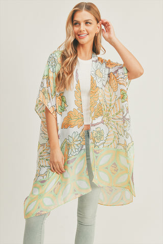 PAINT SPLATTER PRINT THIGH LENGTH KIMONO