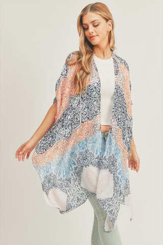 Stripes Pattern Warmer Open Front Kimono