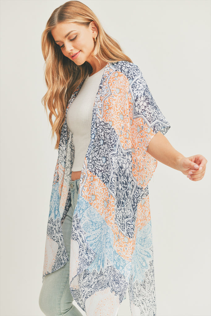 ALL OVER MIXED PRINT KIMONO