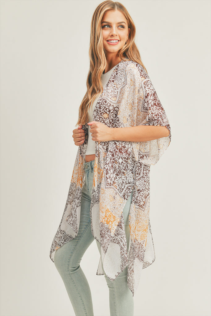 ALL OVER MIXED PRINT KIMONO