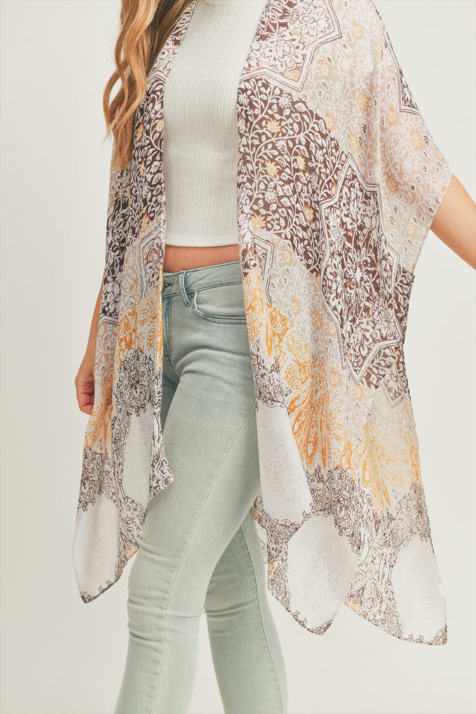 ALL OVER MIXED PRINT KIMONO