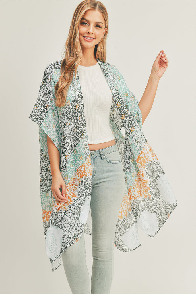 ALL OVER MIXED PRINT KIMONO