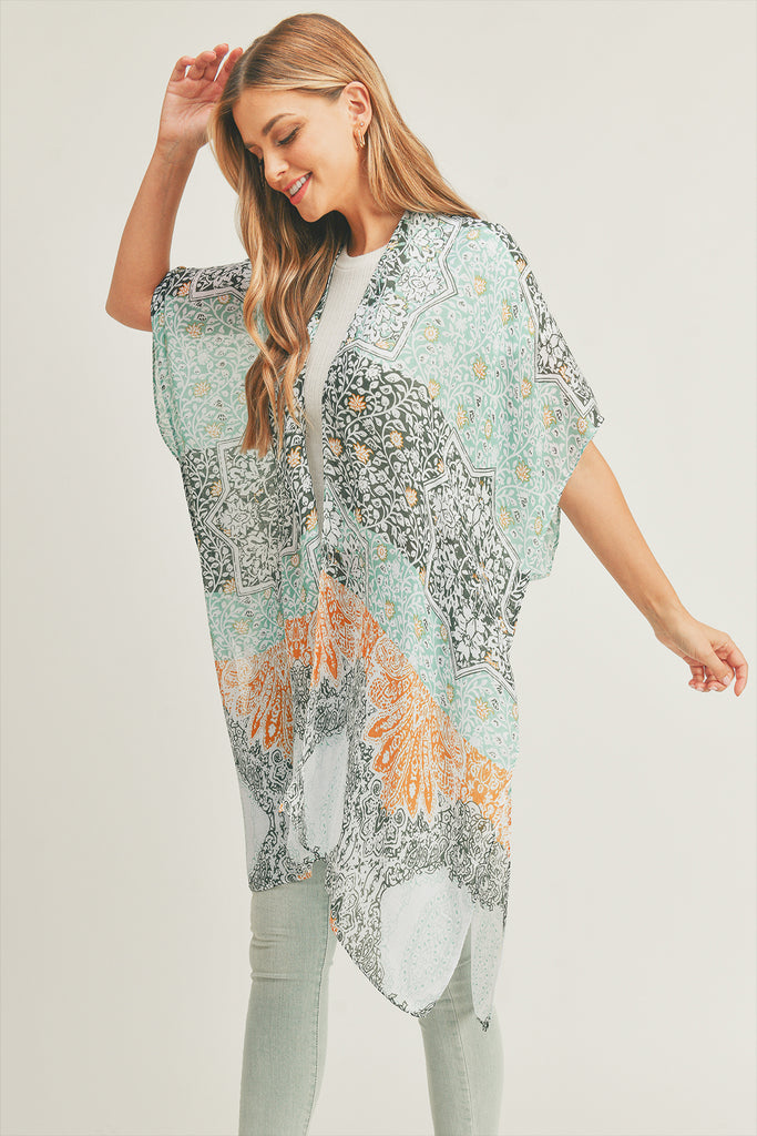 ALL OVER MIXED PRINT KIMONO