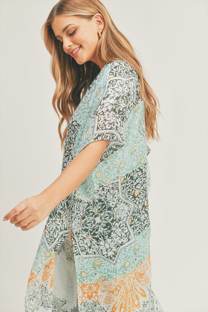 ALL OVER MIXED PRINT KIMONO