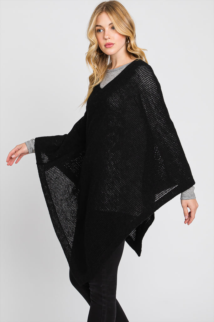 SOLID LOOSE KNIT PONCHO