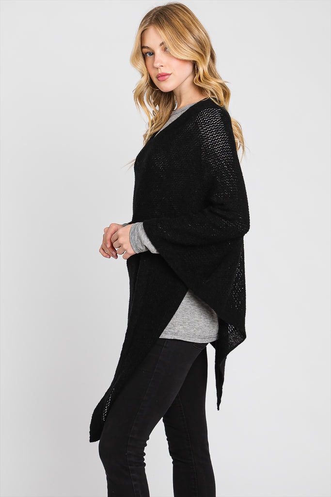 SOLID LOOSE KNIT PONCHO