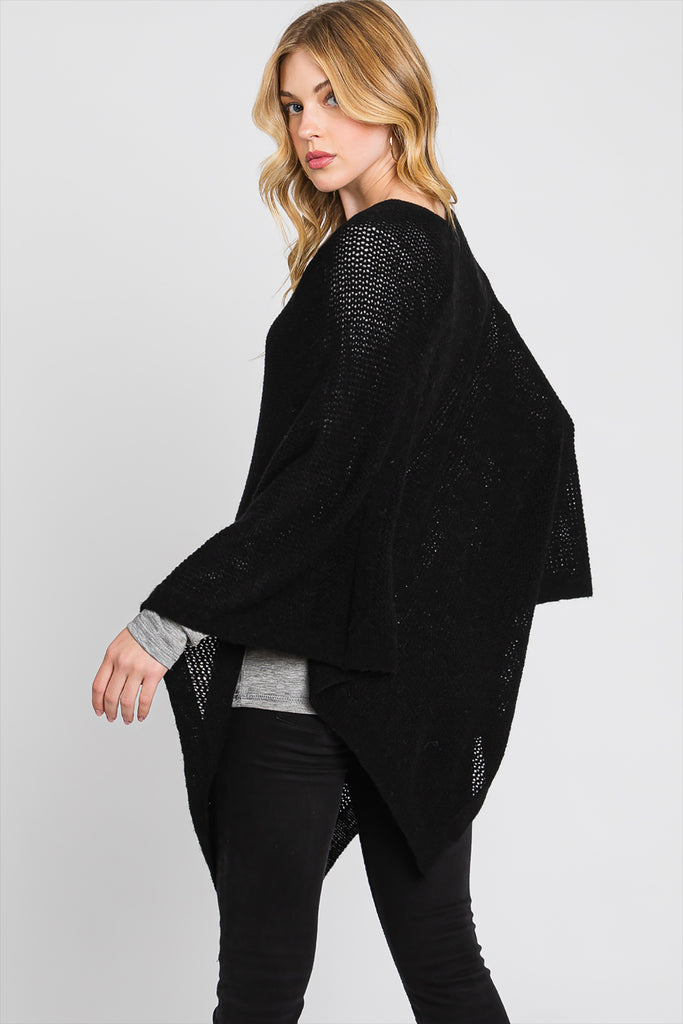 SOLID LOOSE KNIT PONCHO