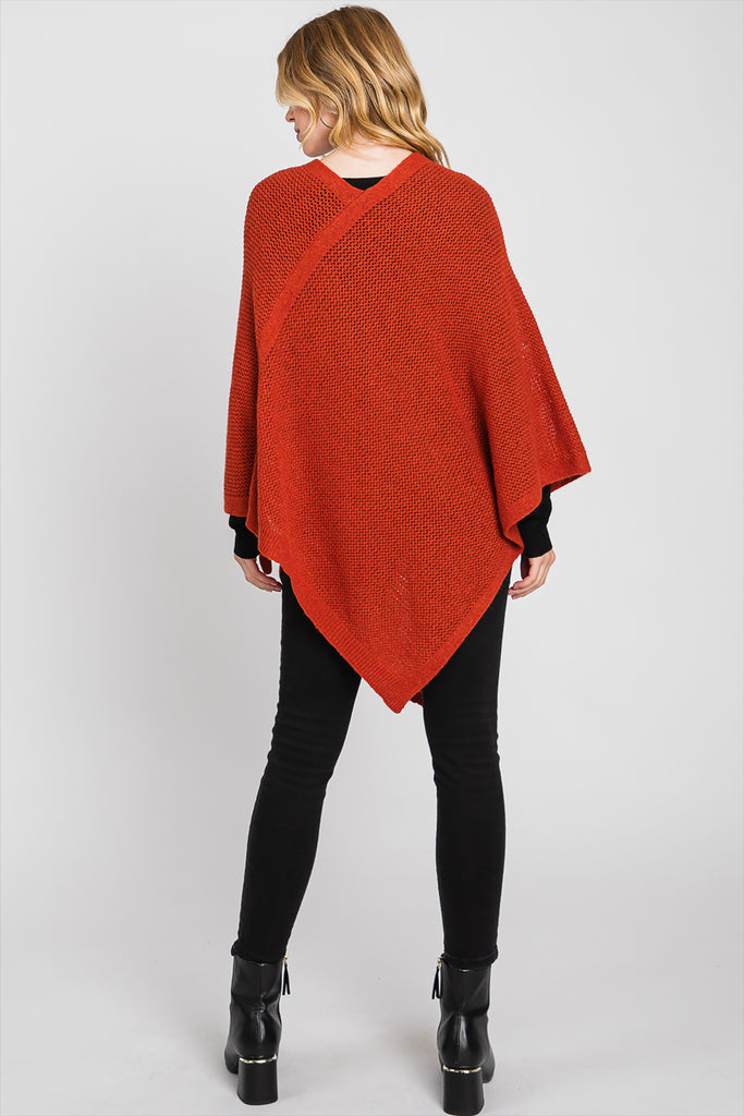 SOLID LOOSE KNIT PONCHO