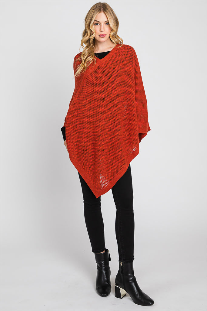 SOLID LOOSE KNIT PONCHO