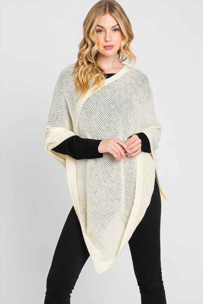 SOLID LOOSE KNIT PONCHO