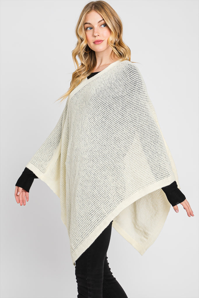 SOLID LOOSE KNIT PONCHO