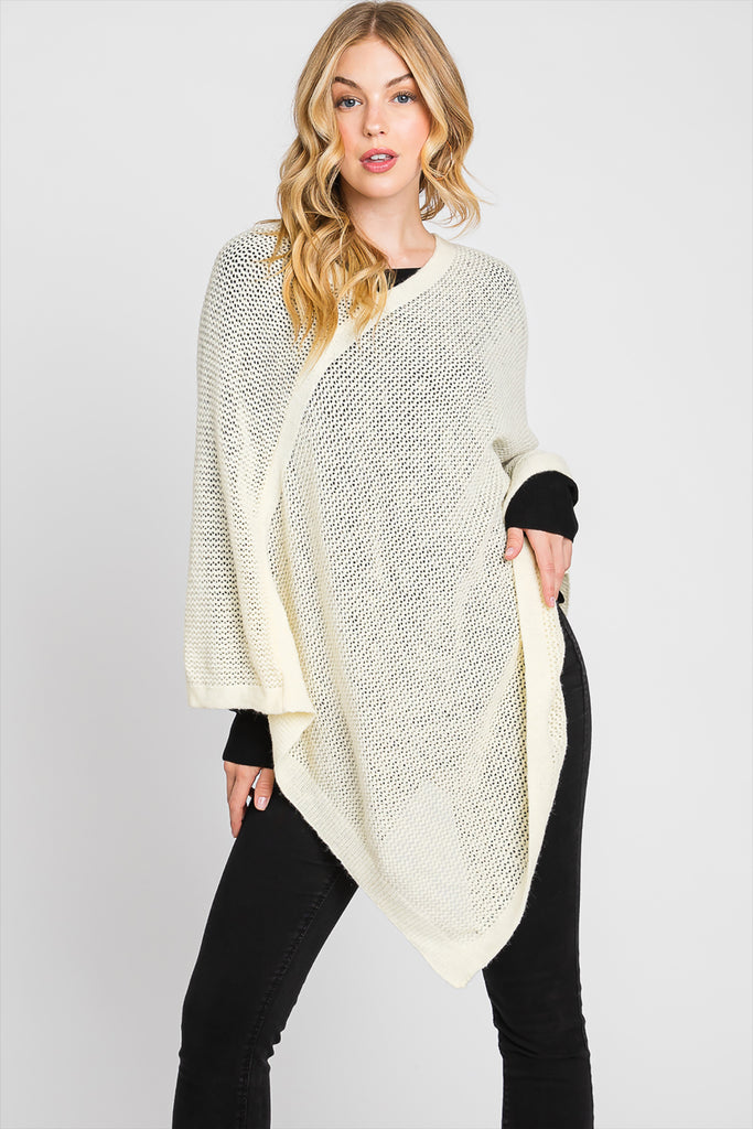 SOLID LOOSE KNIT PONCHO