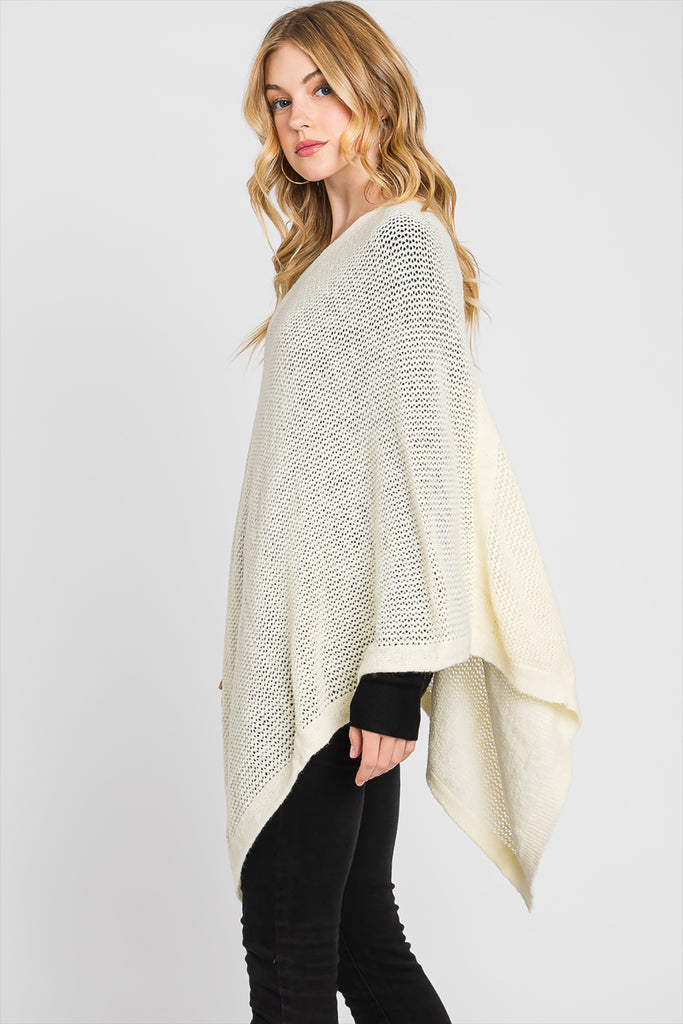 SOLID LOOSE KNIT PONCHO