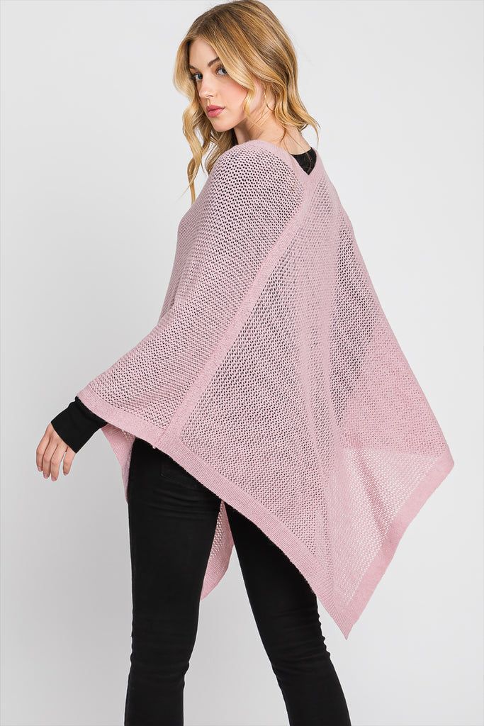 SOLID LOOSE KNIT PONCHO